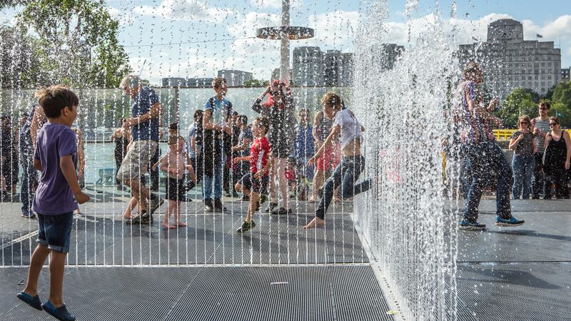 Children Playing in Jeppe Hein's Appearing Rooms at Southbank Centre