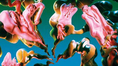 Colourful fluid human figurines on a contrasting background