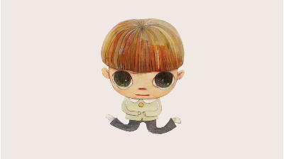 A little child with ginger hair and huge eyes
