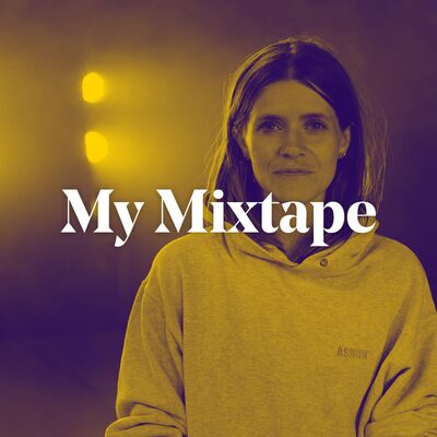 Ásrún Magnúsdóttir a young woman with short brown hair and bright blue eyes. The words 'My Mixtape' are placed in front of her.