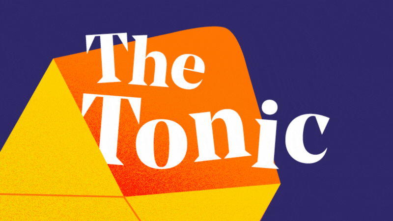 A graphic of a yellow open envelope with the words The Tonic spilling out of it.