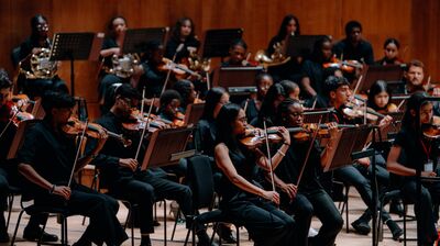 The violin section of the Chineke! Junior Orchestra