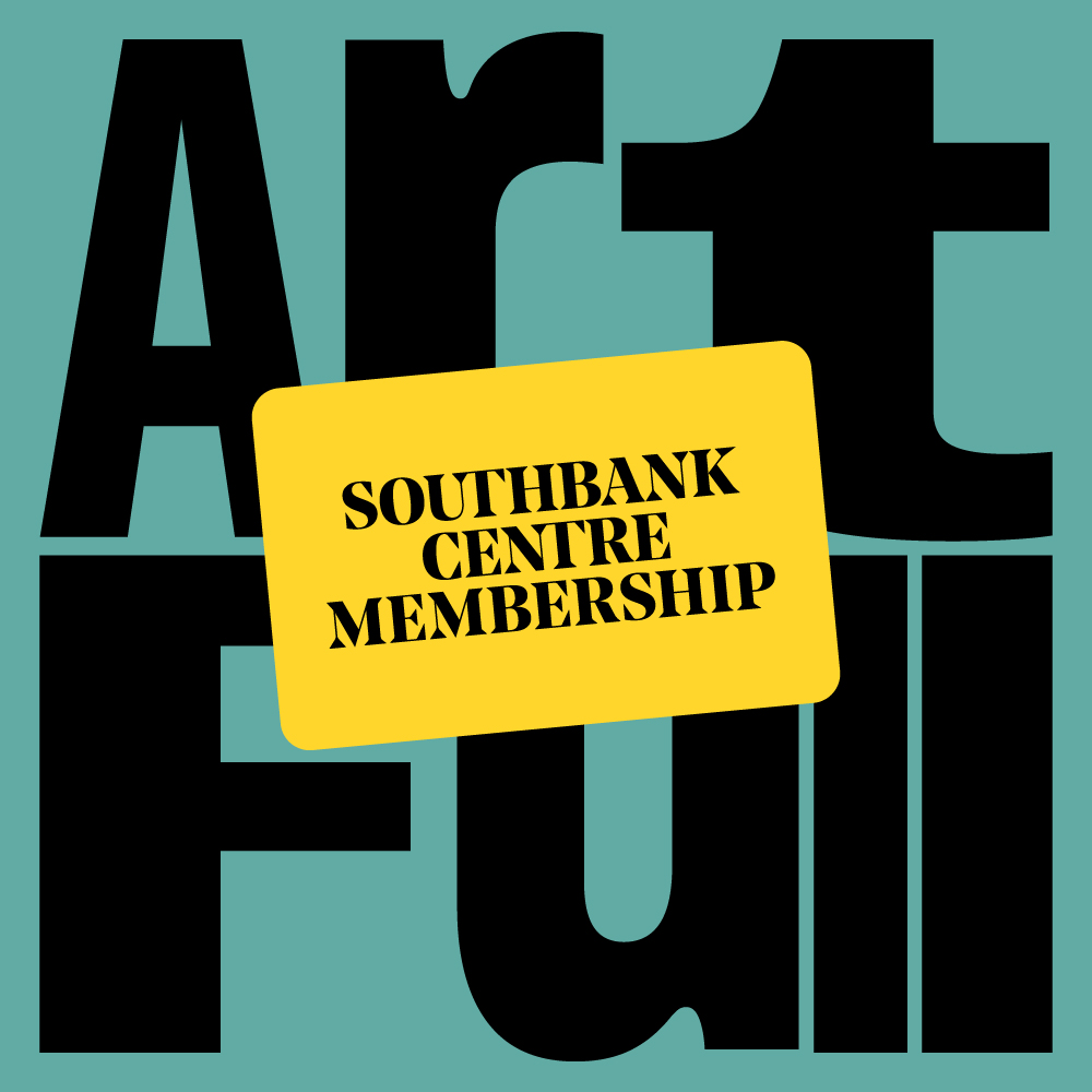 Southbank Centre membership card on a blue background with 'Art Full' in black text.