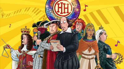 Illustration of prominent historical figures in the Horrible History style