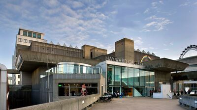 The Hayward Gallery Building at the Southbank Centre, large concrete building with glass windows