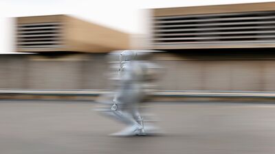 Sonic and visual artist GAUNT stands atop the roof of the Queen Elizabeth Hall