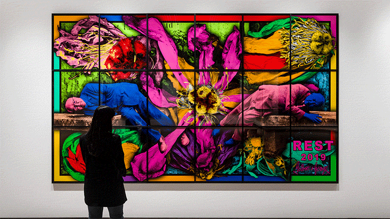Gif of Gilbert and George install images.