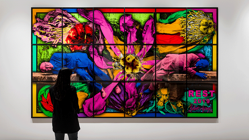 A gif of Gilbert & George install images.