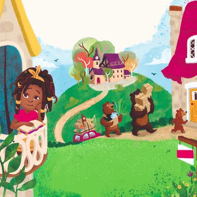 A woman smiling in a gray t shirt, with drawings and stick figures on the wall