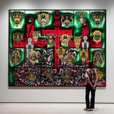 Installation view of Gilbert & George: 21ST CENTURY PICTURES