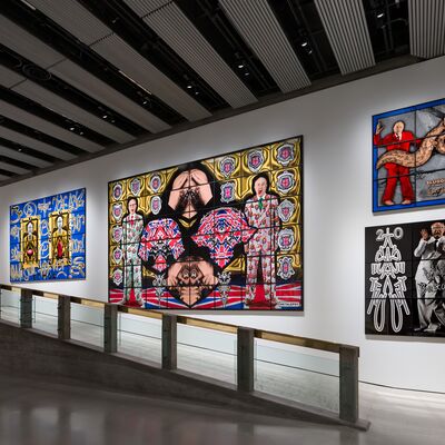 Installation view of Gilbert & George: 21ST CENTURY PICTURES