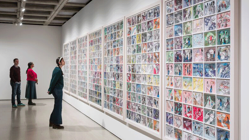 Gif of installation view of Chiharu Shiota & Yin Xiuzhen