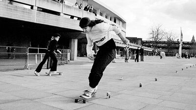 A skater skates near the Undercroft Skate Space