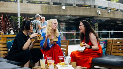 Three people eating
