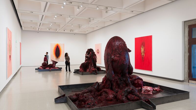 Vantablack works in plinths by Anish Kapoor at the Palazzo Manfin in Venice