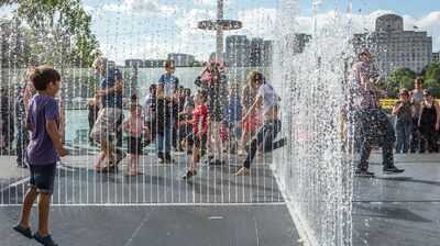 Children Playing in Jeppe Hein's Appearing Rooms at Southbank Centre