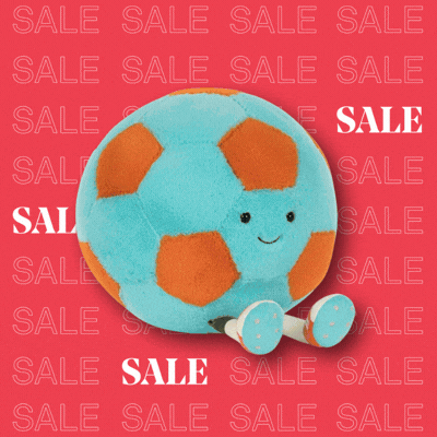Rolling gif of sales items on a red background with the word 'sale' all over it