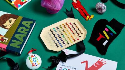 A flat lay of products from the Southbank Centre Shop's art collection.