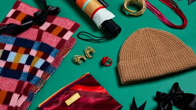 A flat lay of products from the Southbank Centre Shop's fashion and textiles collection.