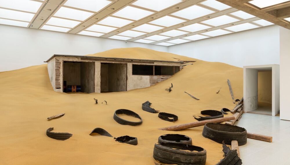 Installation view of Mike Nelson, Triple Bluff Canyon (the woodshed), 2004. Photo: Matt Greenwood. Courtesy the artist and the Hayward Gallery.