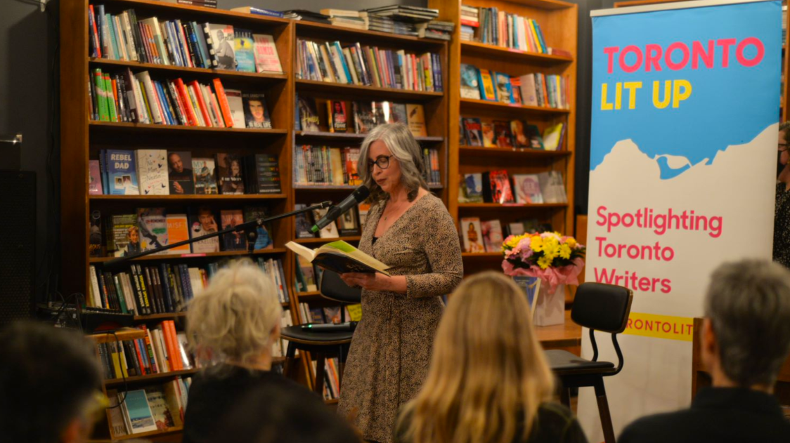 Margaret DeRosia gives a reading at her March 2023 Toronto Lit Up book launch