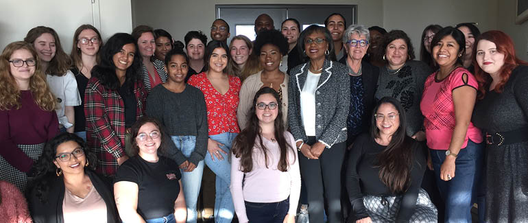 Anita Hill visits with UCSB students