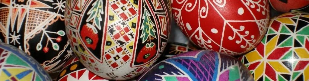 Colorful Ukrainian painted eggs.