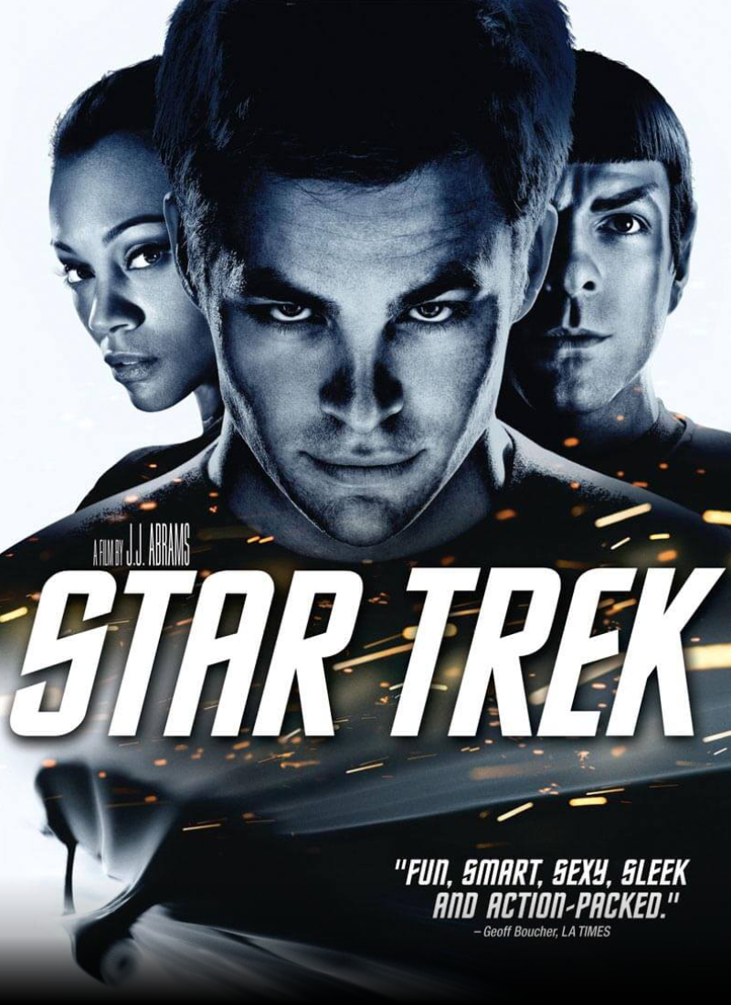 Star Trek poster with Chris Pine, Zachary Quinto and Zoe Saldana.