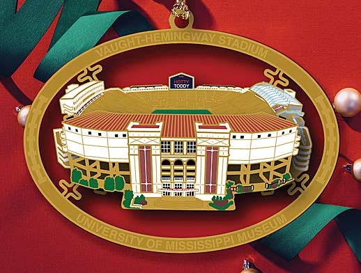 2021 museum keepsake ornament featuring Vaught-Hemingway stadium