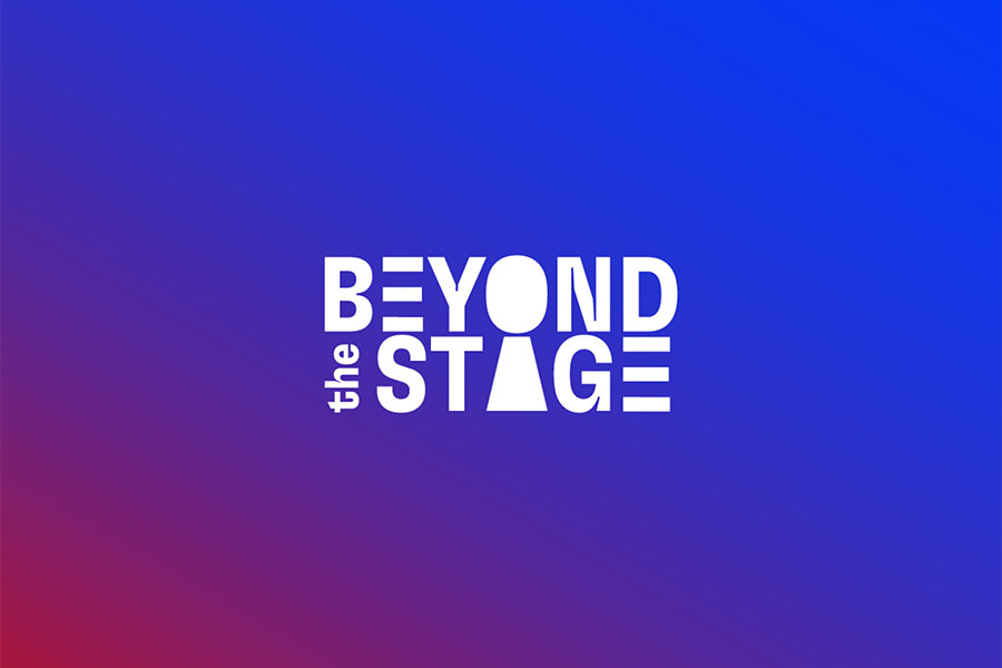 Beyond the Stage white text on blue background