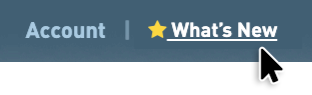What's new link next to the Account link
