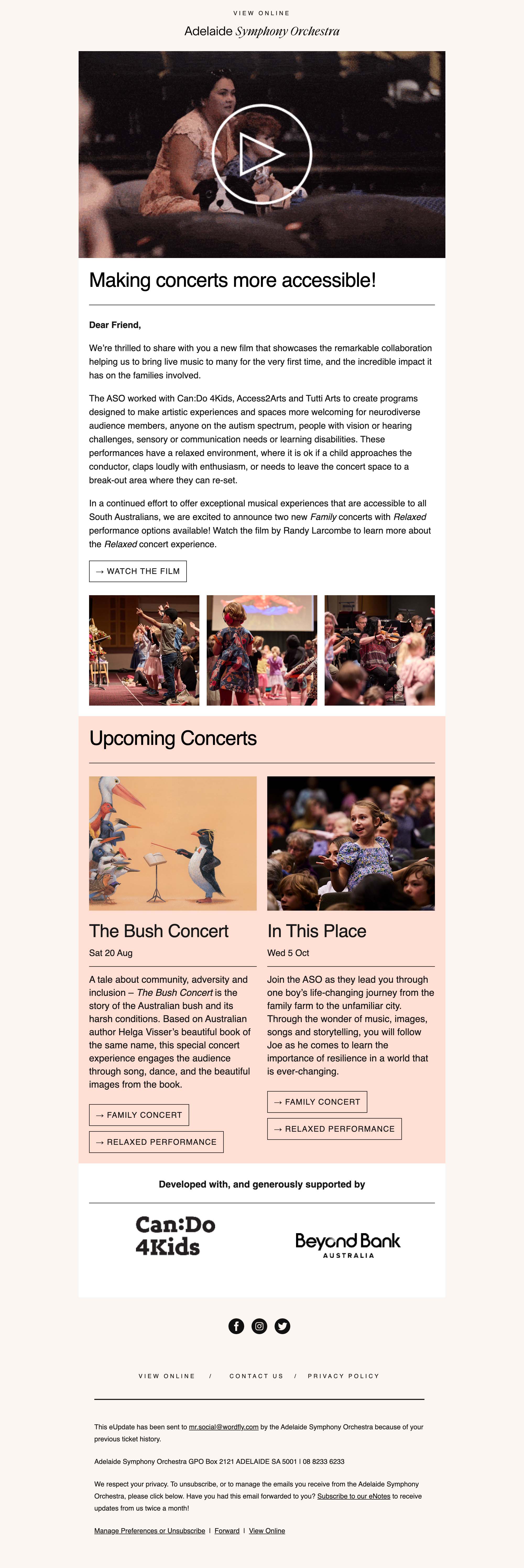 Making concerts more accessible ✨🎺 - desktop view