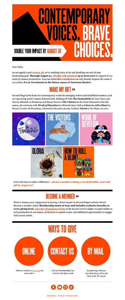 We’re reaching twice as far! Support Season 48 with a matched gift through 8/31🧡