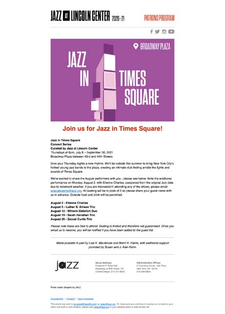 You’re Invited to Jazz in Times Square in August!
