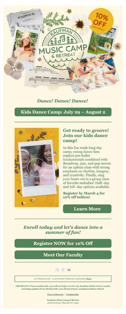 Your 10% Discount for Dance & Dalcroze Camp!