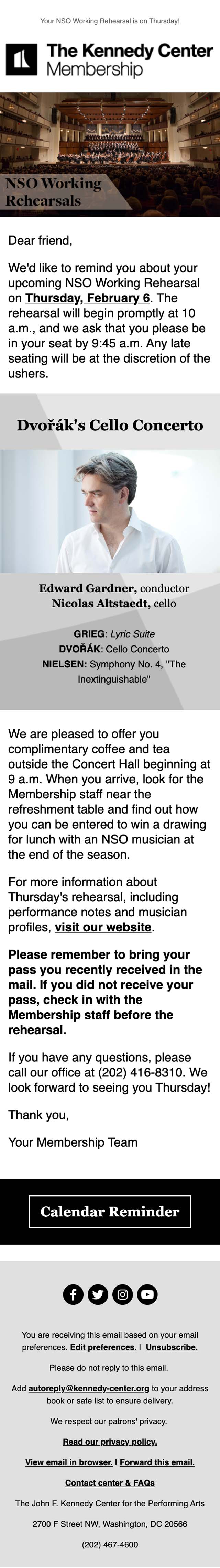 Member Benefit Alert: Your NSO Working Rehearsal is Thursday! - mobile view