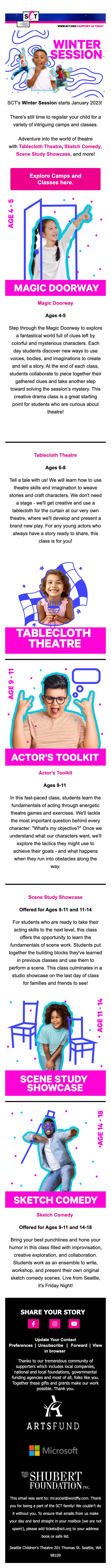 ❄️ Winter Classes start soon! Actor's Toolkit, Scene Study Showcase, Sketch Comedy and more! - mobile view