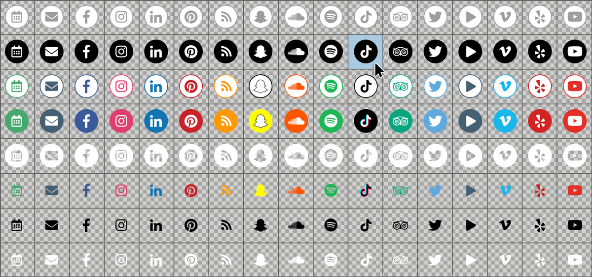 Social icons library with TikTok highlighted