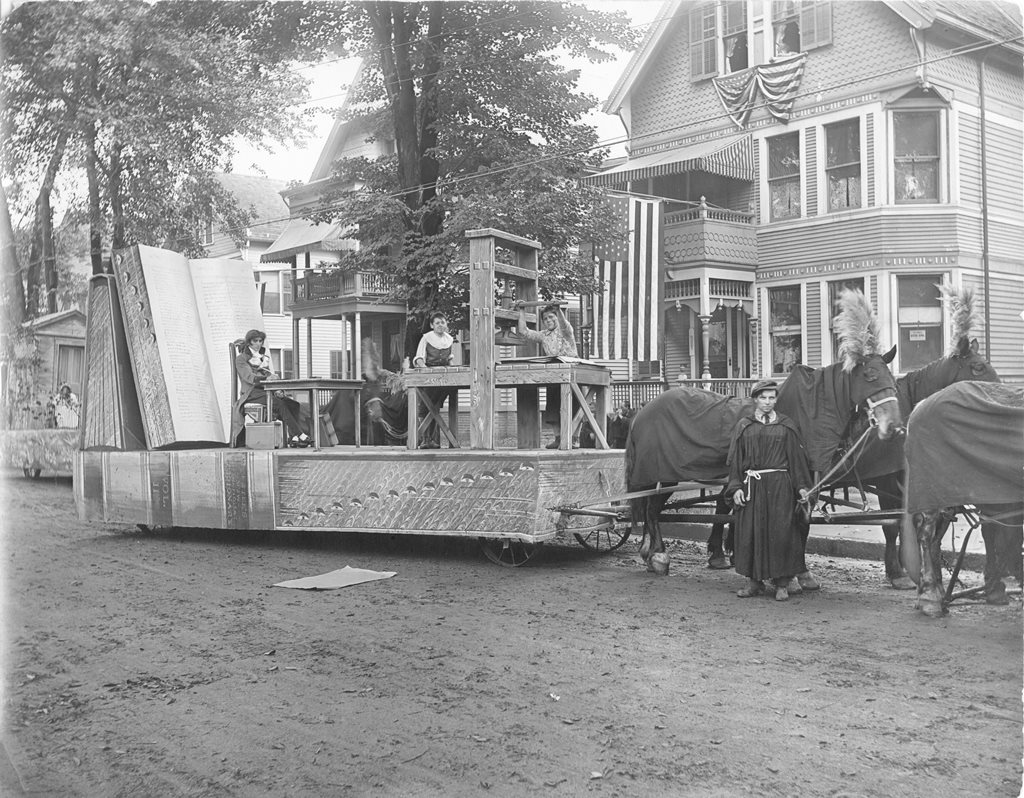 New Haven Week Parade Float, Noah Webster Compiling the Dictionary, New Haven, Connecticut, 1912